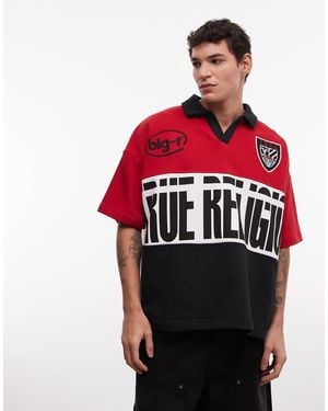 TRUE RELIGION Oversized Jersey Polo Top - Red