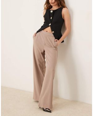 Vila High Waist Wide Leg Trouser - Natural