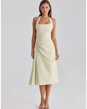 House Of Cb Tallulah Matcha Cotton Halter Neck Midi Dress - Natural