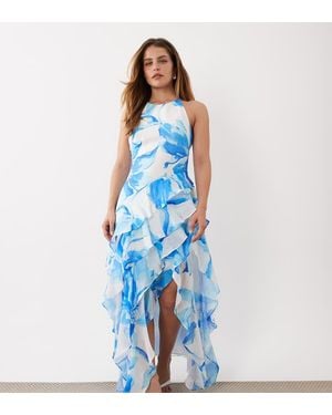 Forever New Vestido Largo Azul Con Estampado Floral Y Volantes Escalonados Jianna Exclusivo De
