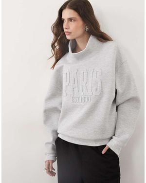 ASOS Sudadera Con Cuello Alzado Y Relieve 'Paris' En - Gris