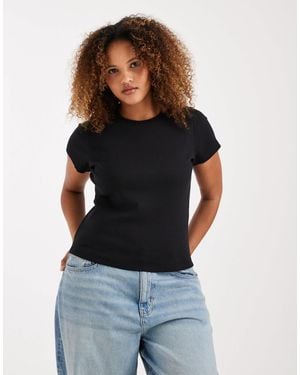 Vero Moda Ribbed Round Neck T-shirt - Blue