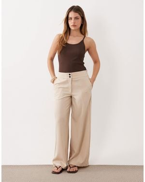 JDY Petite High Waist Wide Leg Trouser - Natural