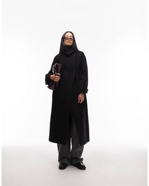 ARKET Wool Maxi Belted Trench Coat With Side Splits - Black