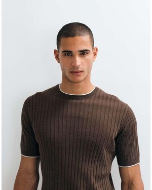 Mango Contrast Trim T-shirt - Grey