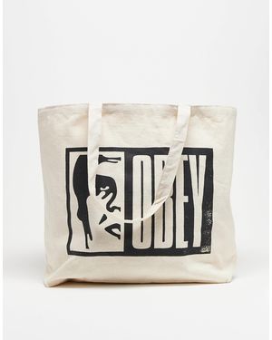 Obey - tote bag à demi logo graphique - cassé - Neutre