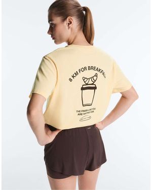 Oysho Boxy Cotton Blend T-Shirt With Graphic - Natural