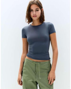 Pull&Bear Short Sleeve Polyamide T-shirt - Blue