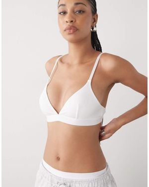 Monki Bralette Triangular De Canalé De - Neutro