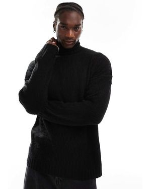 Collusion Maglione Con Collo Alto Pesante Oversize Nero