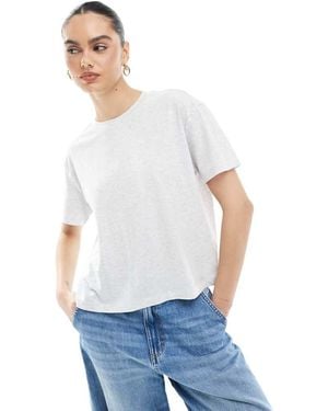 New Look Camiseta Gris De Corte Cuadrado De - Blanco