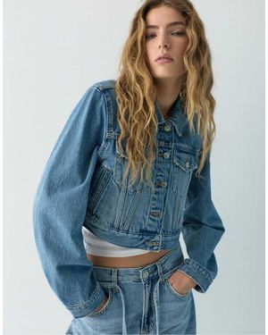 Pull&Bear Cropped Denim Jack - Blauw