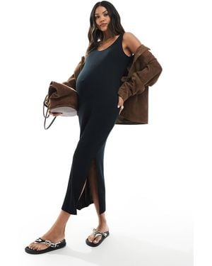 Mama.licious Mamalicious maternity – maxi-tanktop-kleid aus geripptem jersey - Schwarz