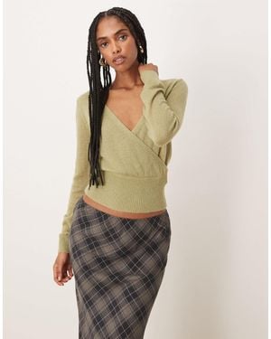 Motel Nilza Wrap Knit Top - Natural