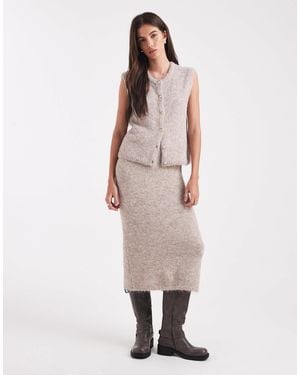 Object Knitted Midi Skirt Co-ord - Natural