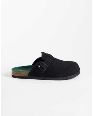 Only & Sons Faux Suede Clogs With Buckle - Black