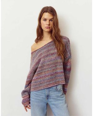 Pull&Bear Oversize Space Dye Jumper - Purple