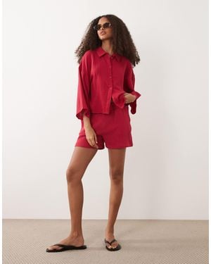 Jdy Cheesecloth Shorts - Red