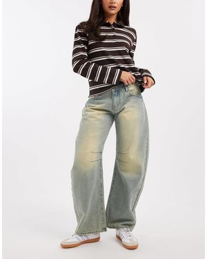 Edikted Cayden Low Rise Washed Barrel Jeans - Blue