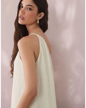 ASOS One Shoulder Textured Midi Sundress - Brown