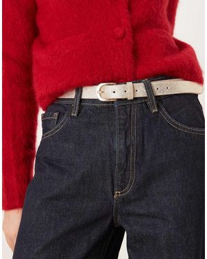 Accessorize Cinturón Metalizado De Cuero De - Rojo