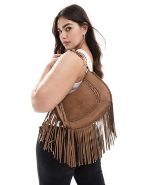 New Look Tassel Cross Body Suedette Bag - Brown