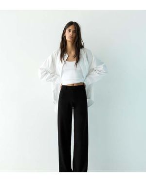 Pull&Bear Petite Straight Leg Trousers - Black