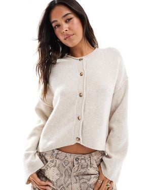 Pull&Bear Cozy Knitted Cardigan - White