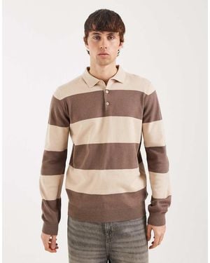 Threadbare Knitted Rugby Polo - Natural
