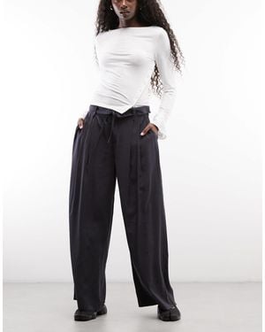 Monki Asymmetric Pleated Tailored Pants - White