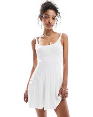 Bershka Pointelle Knit Mini Dress - White