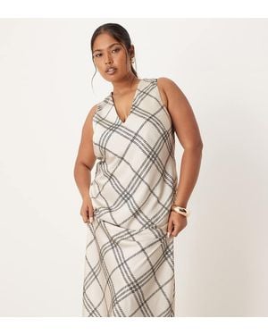 ASOS Asos Design Curve V-neck Satin Slip Midi Dress - Natural