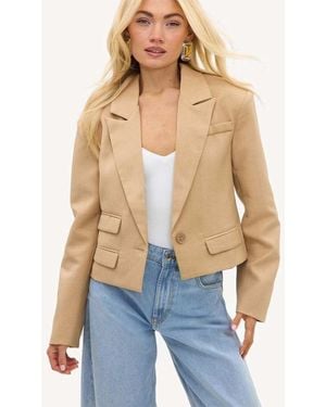Loavies Air Between Layers Cropped Blazer With Shoulder Pads - Blue