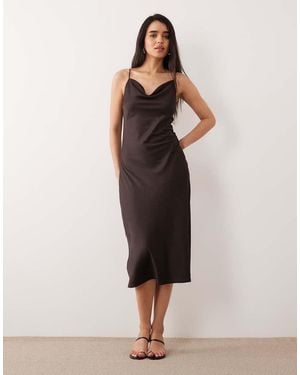 ONLY Cowl Neck Midi Dress - Brown
