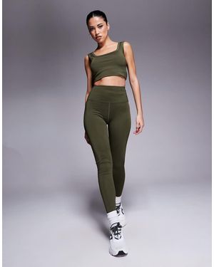 4505 Leggings Deportivos Caquis Con Bolsillo Interior Y Diseño Moldeador En La Parte Trasera Icon De -Verde