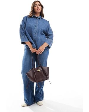 ONLY 3/4 Sleeve Denim Shirt - Blue
