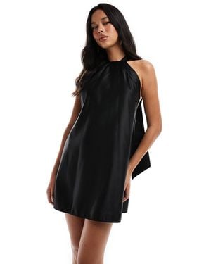 River Island Halter Mini Dress With Bow Detail - Black