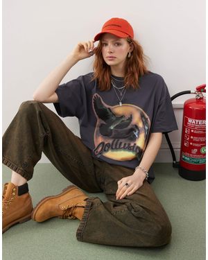 Collusion Printed Boxy T Shirt - Grey
