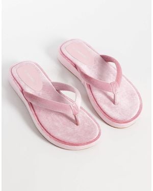 Glamorous Velvet Flip Flops - Pink