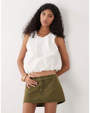 Monki Linen Blend Bubble Top - Green