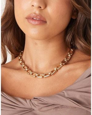 ASOS Short Necklace With Square Chain Links - Brown