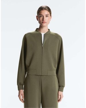 Oysho Striped Bomber Jacket With Soft-touch Modal - Green