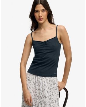 Superdry Athletic essentials gerafftes camisole-top - Blau