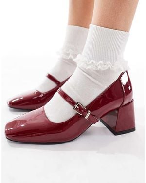 London Rebel Camila Mid Block Heeled Shoes - Pink