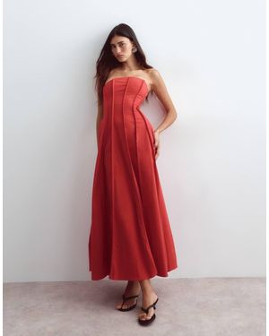 ARRANGE Maxi-Jurk Van Zware Katoen Met Naaddetail En Bandeau - Rood