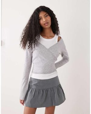 Monki Long Sleeve Wrap Cardigan - Grey