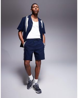 Alma de Ace Stripe Detail Logo Knitted Shorts Co-ord - Blue