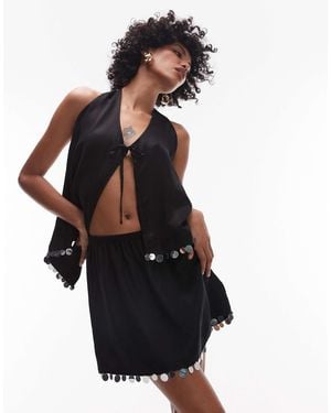 Vrg Grl Spritz Sequin Edge Mini Skirt Co-ord - Black