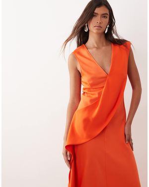 ARRANGE Contrast Panel Sleeveless Midaxi Dress - Orange