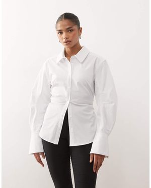 Monki Cinched Waist Shirt - White